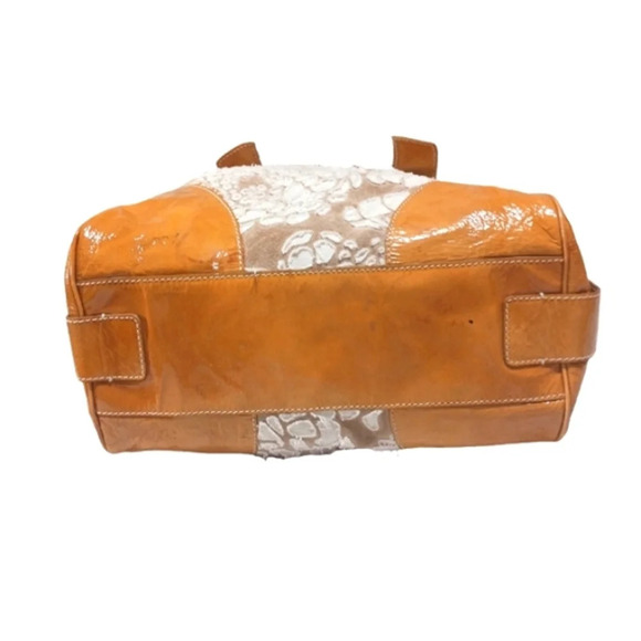 Francesco Biasia Yellow Leather and Fabric Patchwork Satchel Hobo Should… - Picture 3 of 11